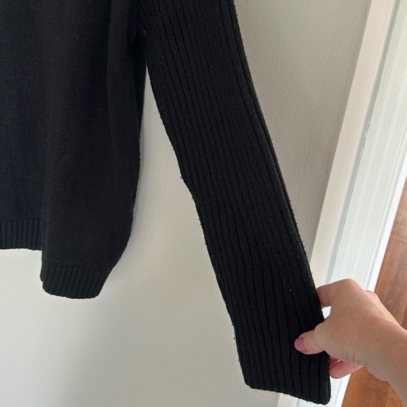 VINTAGE RICA LEWIS Black Wool Blend Quarter Zip Heritage Pullover Sweater Size L - Picture 7 of 11